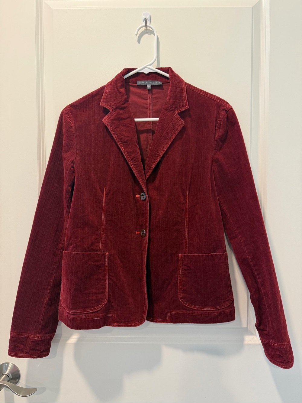 Bernadette Conte Burgundy Corduroy Blazer Jacket Size 8